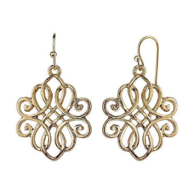 1928 Filigree Double Teardrop Earrings, Womens, Yellow Product Image