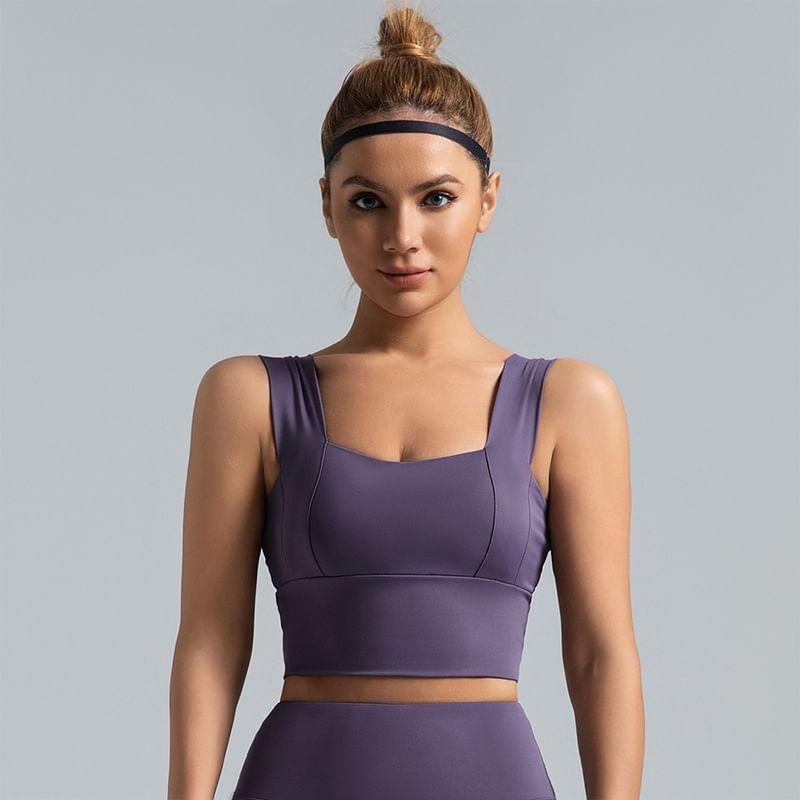 Square Neck Plain Sports Bra Product Image