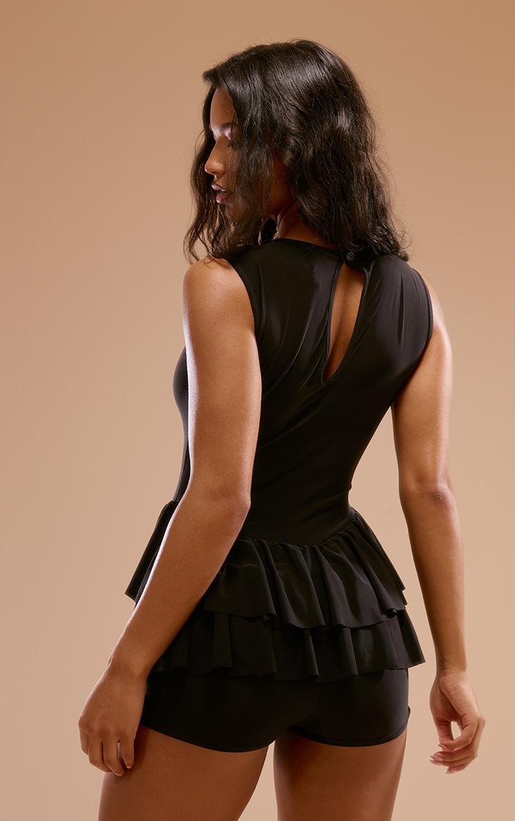 Black Slinky Rara Skort Romper Product Image