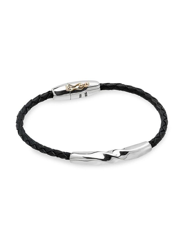 Mens Helix Sterling Silver & Rubber Bracelet Product Image