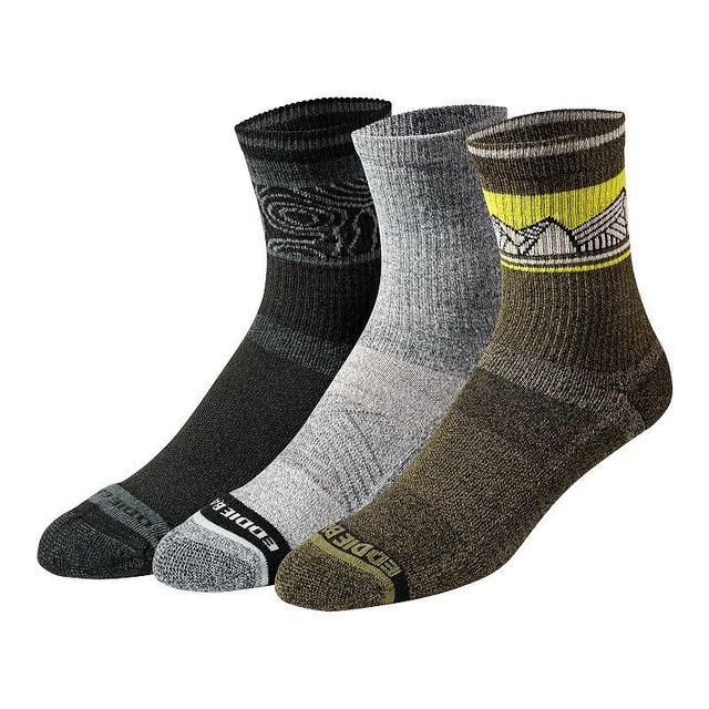 Mens Eddie Bauer Performance Hiking Crew Socks 3-pack Med Green Product Image