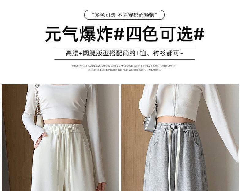 Drawstring Waist Plain Loose Fit Sweatpants (Various Designs) Product Image