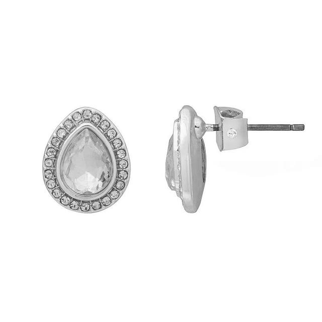 LC Lauren Conrad Silver Tone Crystal Pear Shape Stud Earrings, Womens, Clear Product Image