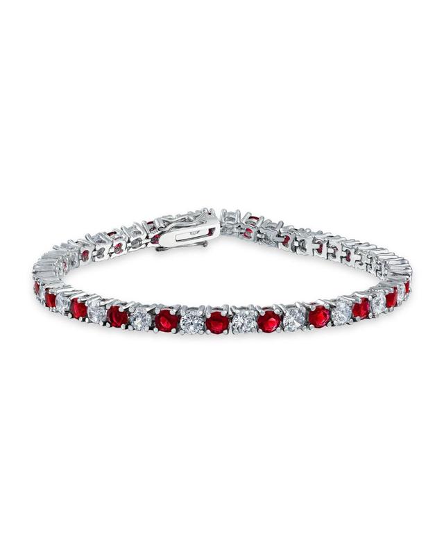 Bling Jewelry Red White Alternating Red Round Cubic Zirconia 12.00 Ct 4 Prong Basket Set Solitaire Cz Tennis Bracelet For Women 7.5 Inch Product Image