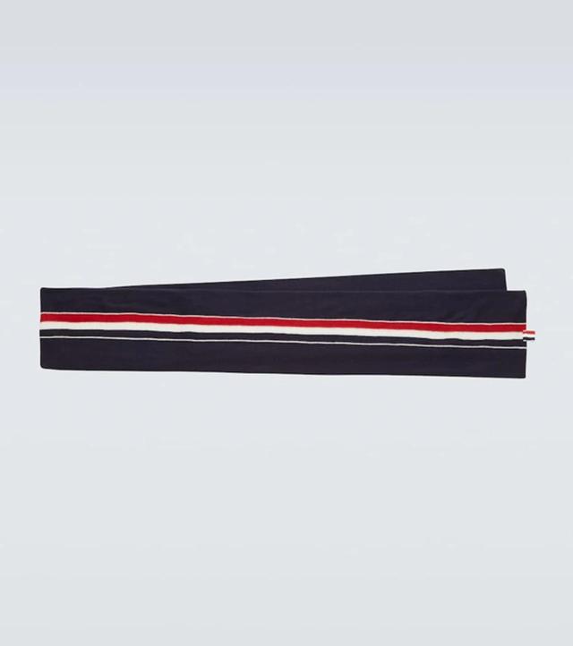 THOM BROWNE Jersey Stitched Wool Scarf In Black Product Image