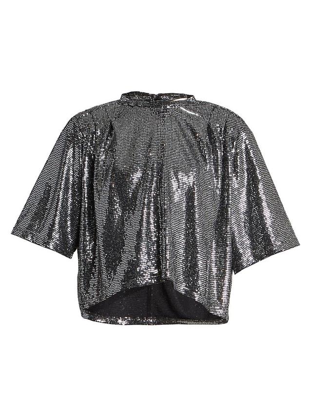 Womens Shiny Flou Delfi Cropped Top Product Image