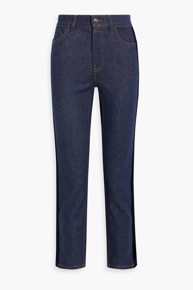 Hoch Sitzende Cropped Jeans Mit Geradem Bein In Blue Product Image