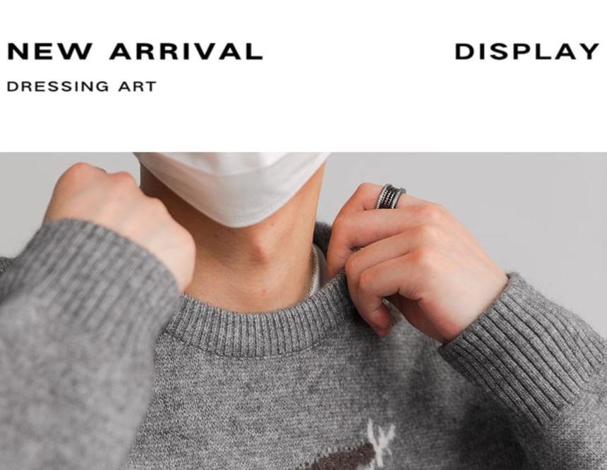 Crew Neck Drop Shoulder Print Sweater Product Image