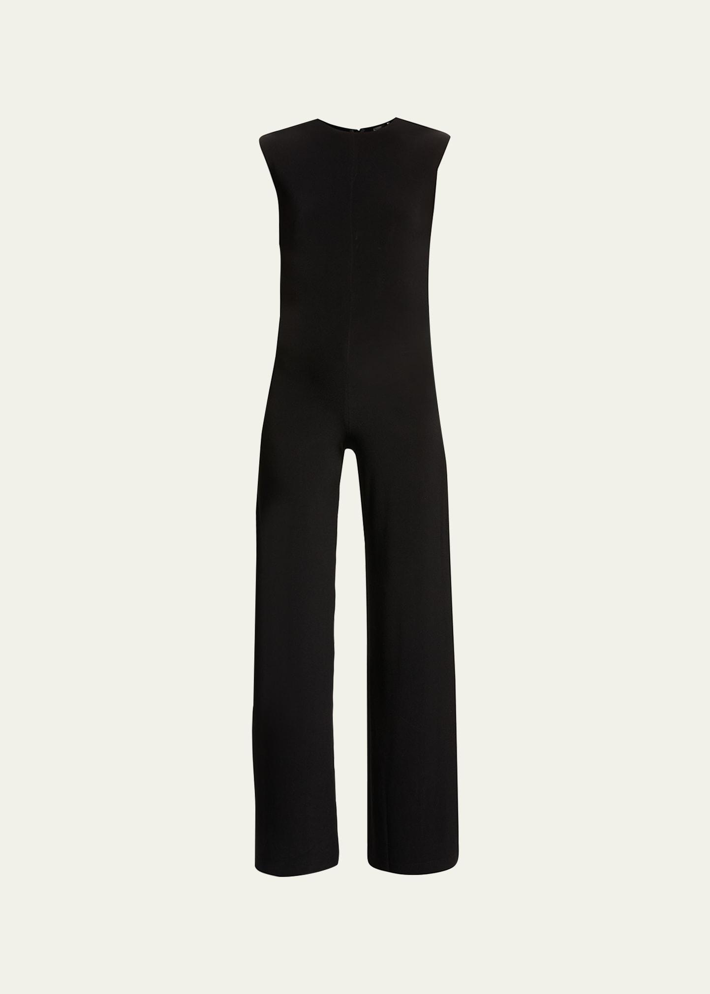 Norma Kamali - Round-neck Jersey Sleeveless Jumpsuit - Womens - Black product image