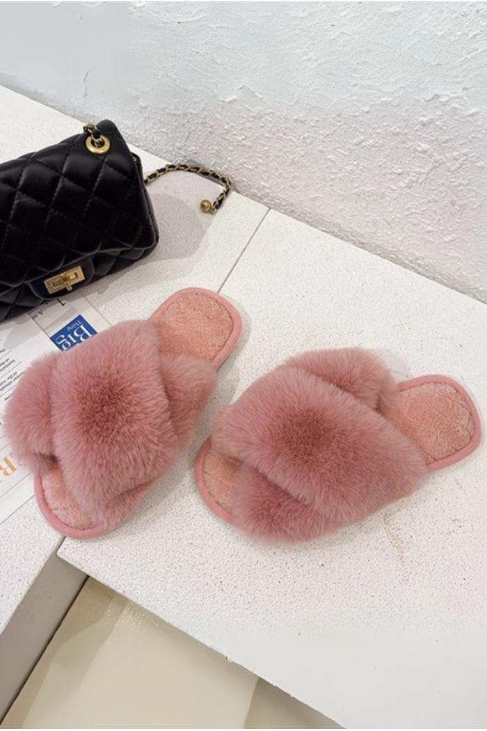 Women Luxury Fluffy Plush Slippers Wedding Shoes Bride Female Product Image