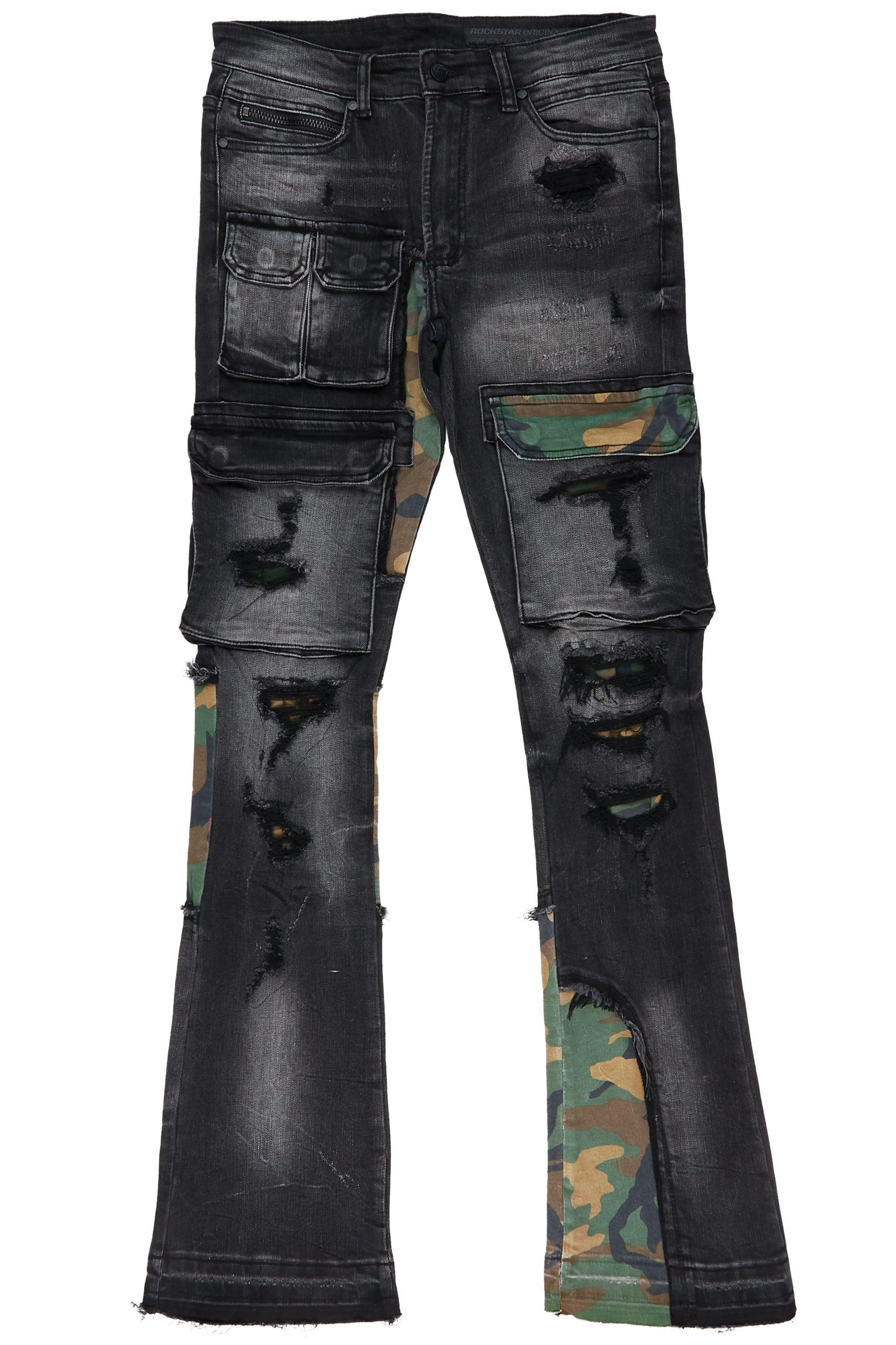 Zeta Grey Stacked Flare Jean Male Product Image