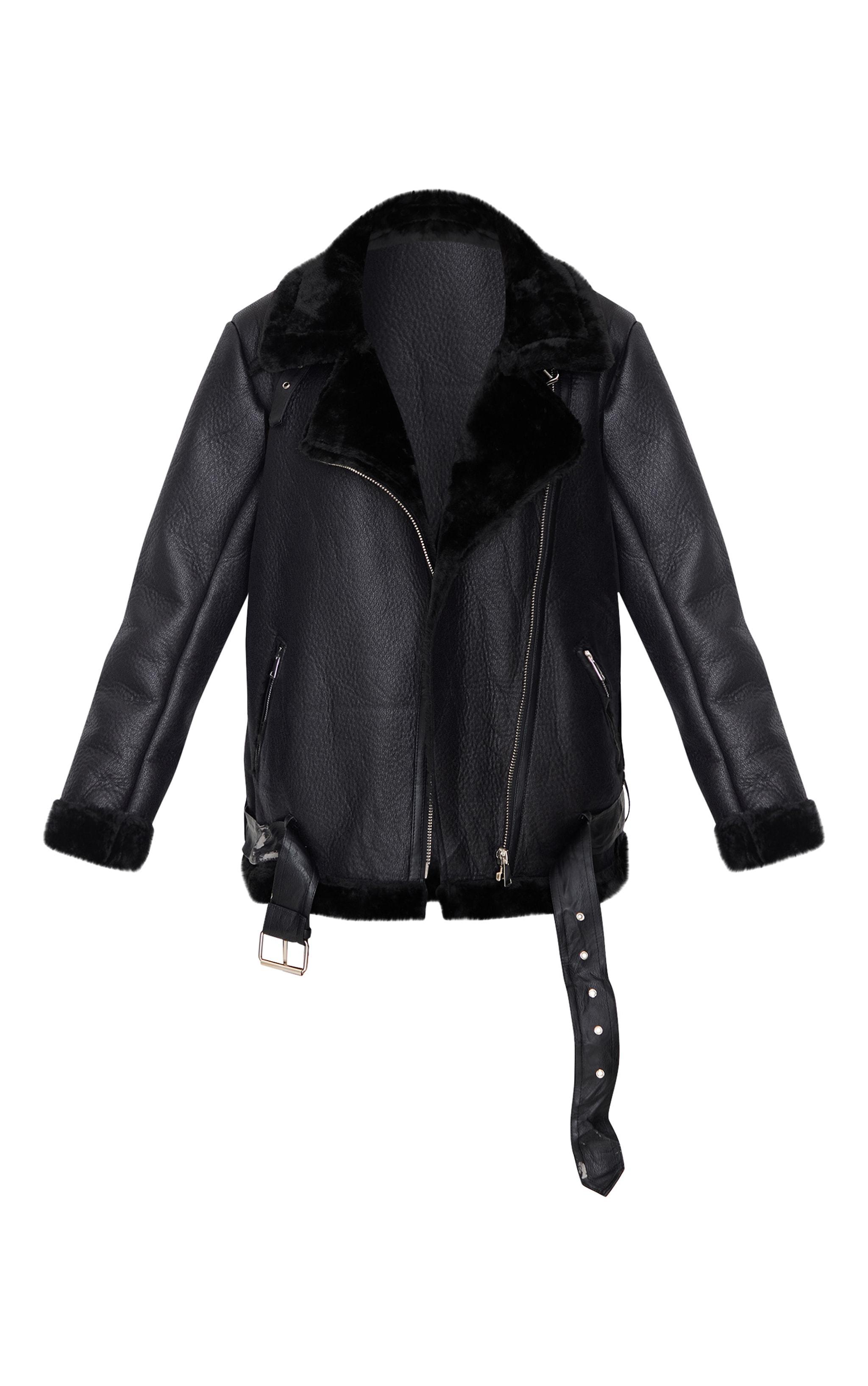 Black Oversized PU Aviator Product Image