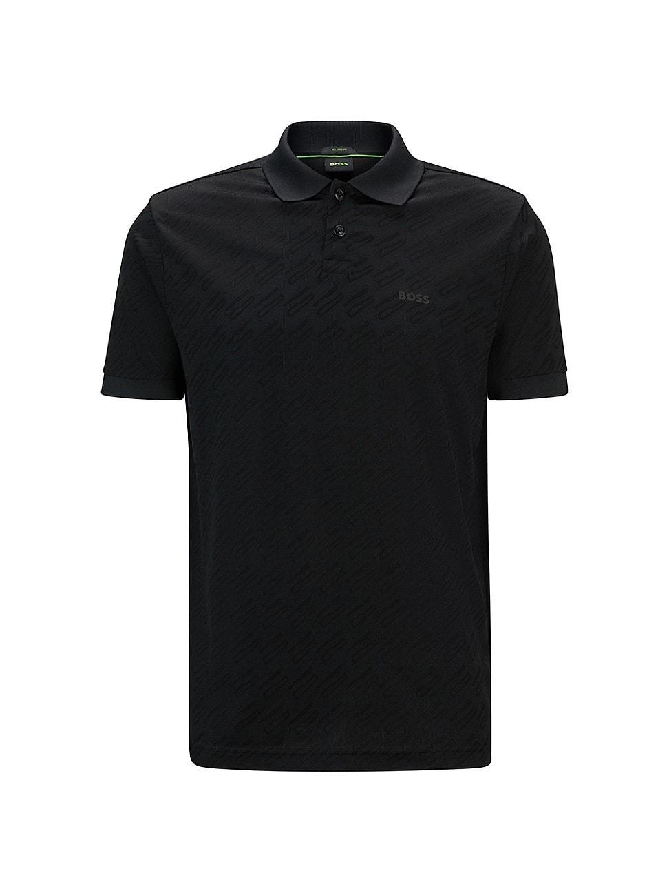 Mens Relaxed Fit Polo Shirt with Monogram Jacquard Product Image