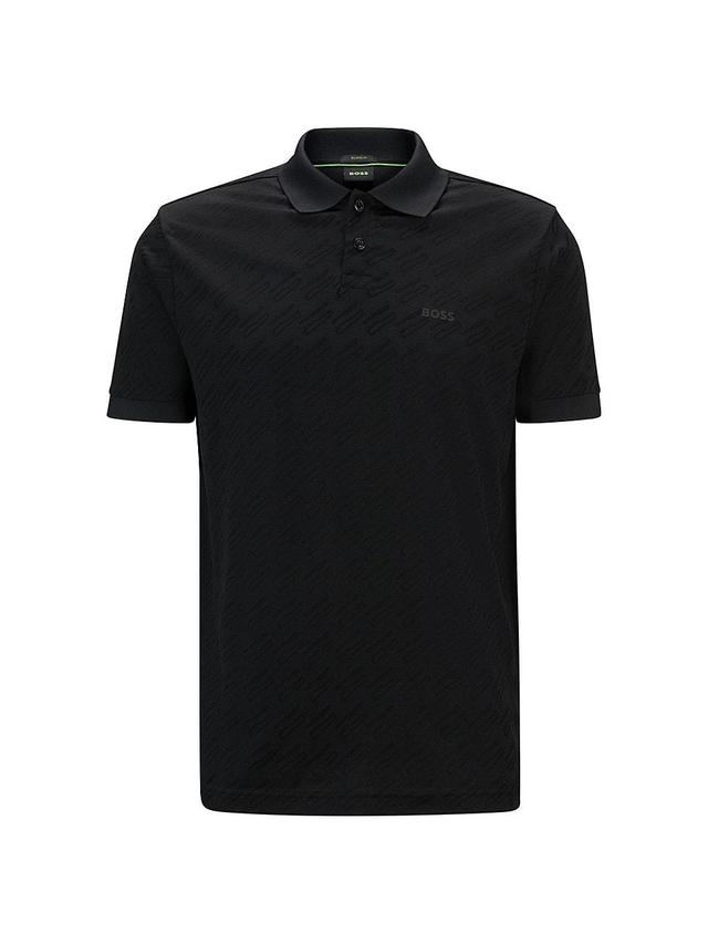 Mens Relaxed Fit Polo Shirt with Monogram Jacquard Product Image