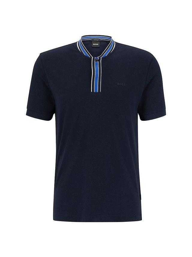 Mens Interlock-Cotton Henley T-Shirt Product Image