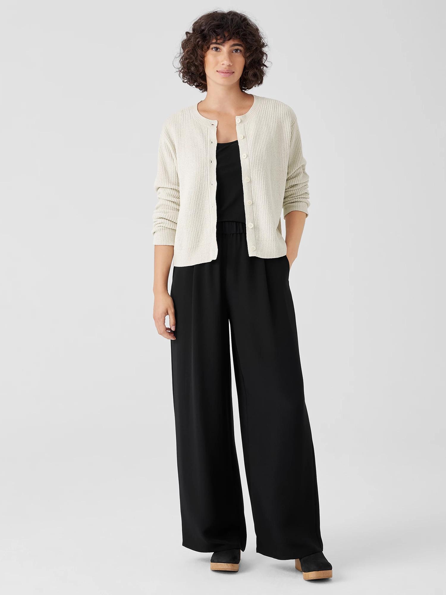 EILEEN FISHER Silk Double Crepe Wide-Leg Pantfemale Product Image