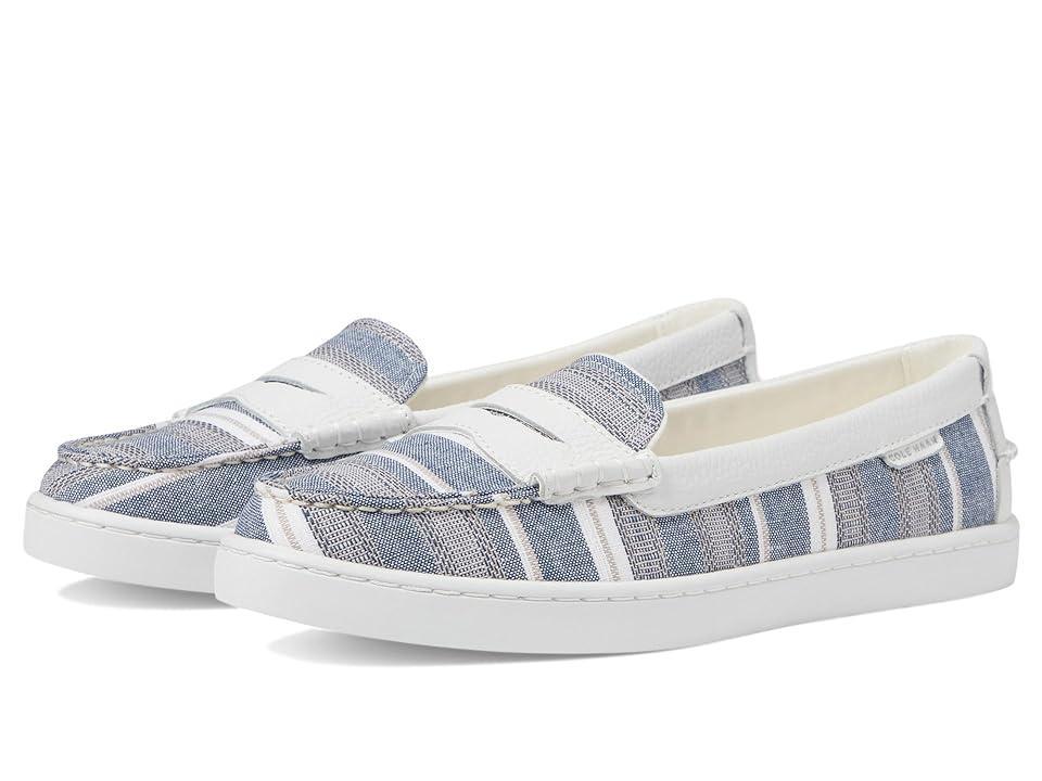 Cole Haan Nantucket Penny (Blue/Ivory Stripe Canvas/White) Women's Flat Shoes Product Image