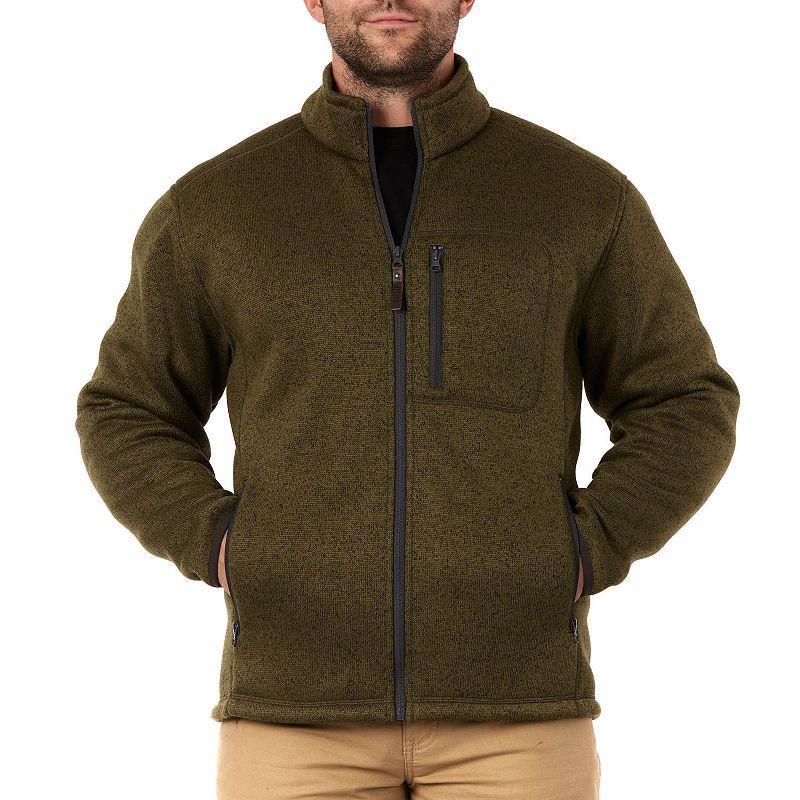 Mens Smiths Workwear Sherpa-Lined Sweater Fleece Jacket Olive Grey Product Image