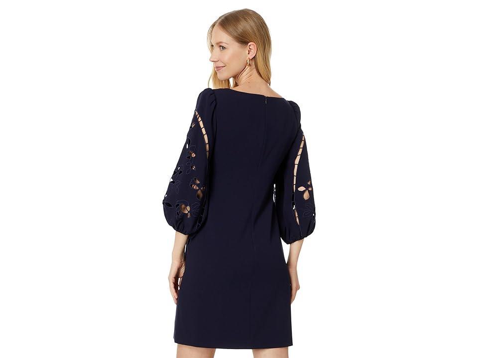 Vince Camuto Eyelet Sleeve Crepe Shift Dress Product Image