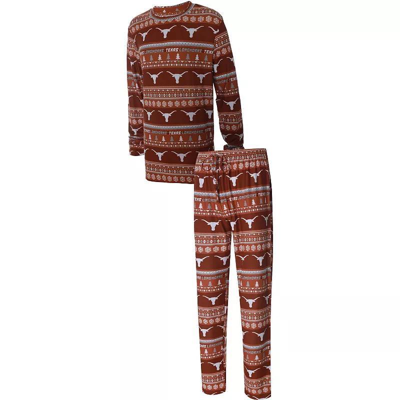 Mens Concepts Sport Texas Texas Longhorns Ugly Sweater Knit Long Sleeve Top and Pant Set Product Image