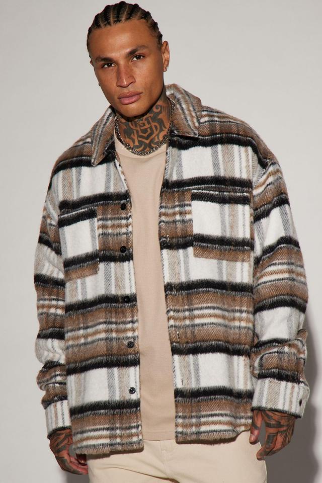 Move Up Plaid Shacket - Taupe/combo Product Image