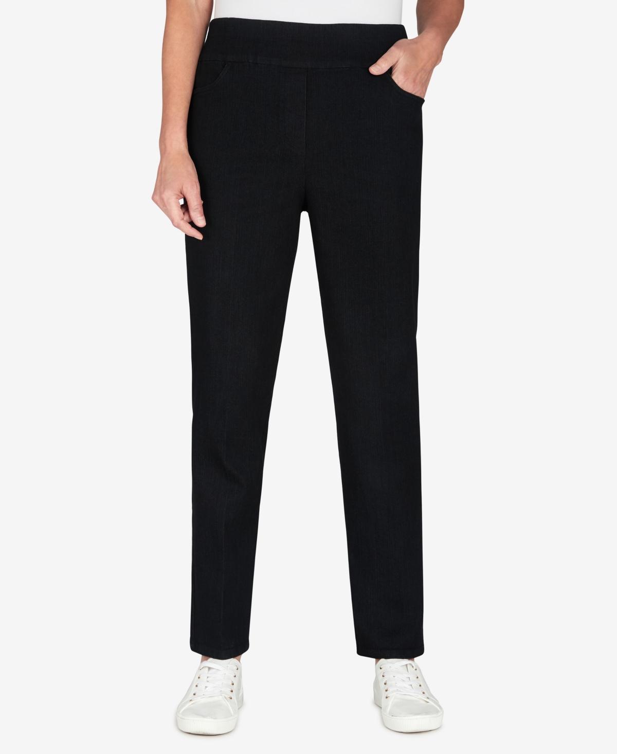 Petite Alfred Dunner Super Stretch Pull-On Straight-Leg Denim Pants, Womens Product Image