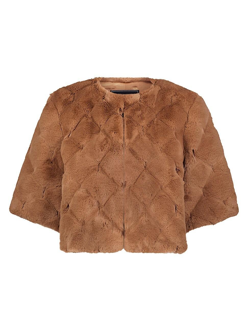 Womens Faux Fur Quilted Plush Shrug Product Image