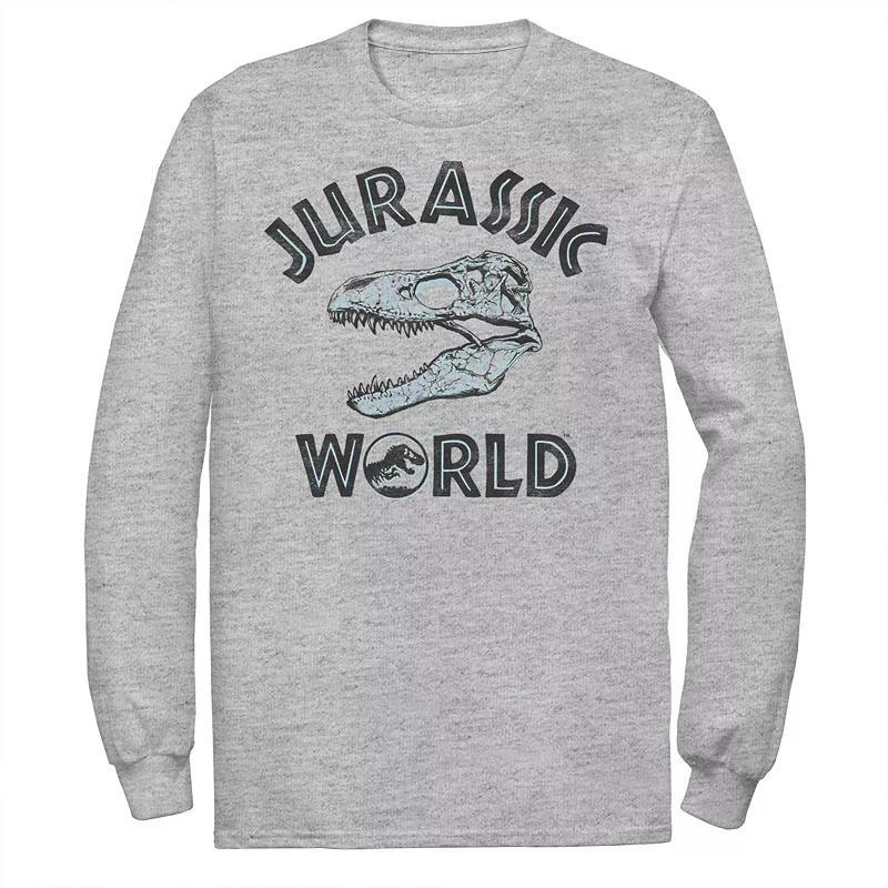 Mens Jurassic World Two T-Rex Pattern Skull Tee Athletic Grey Product Image