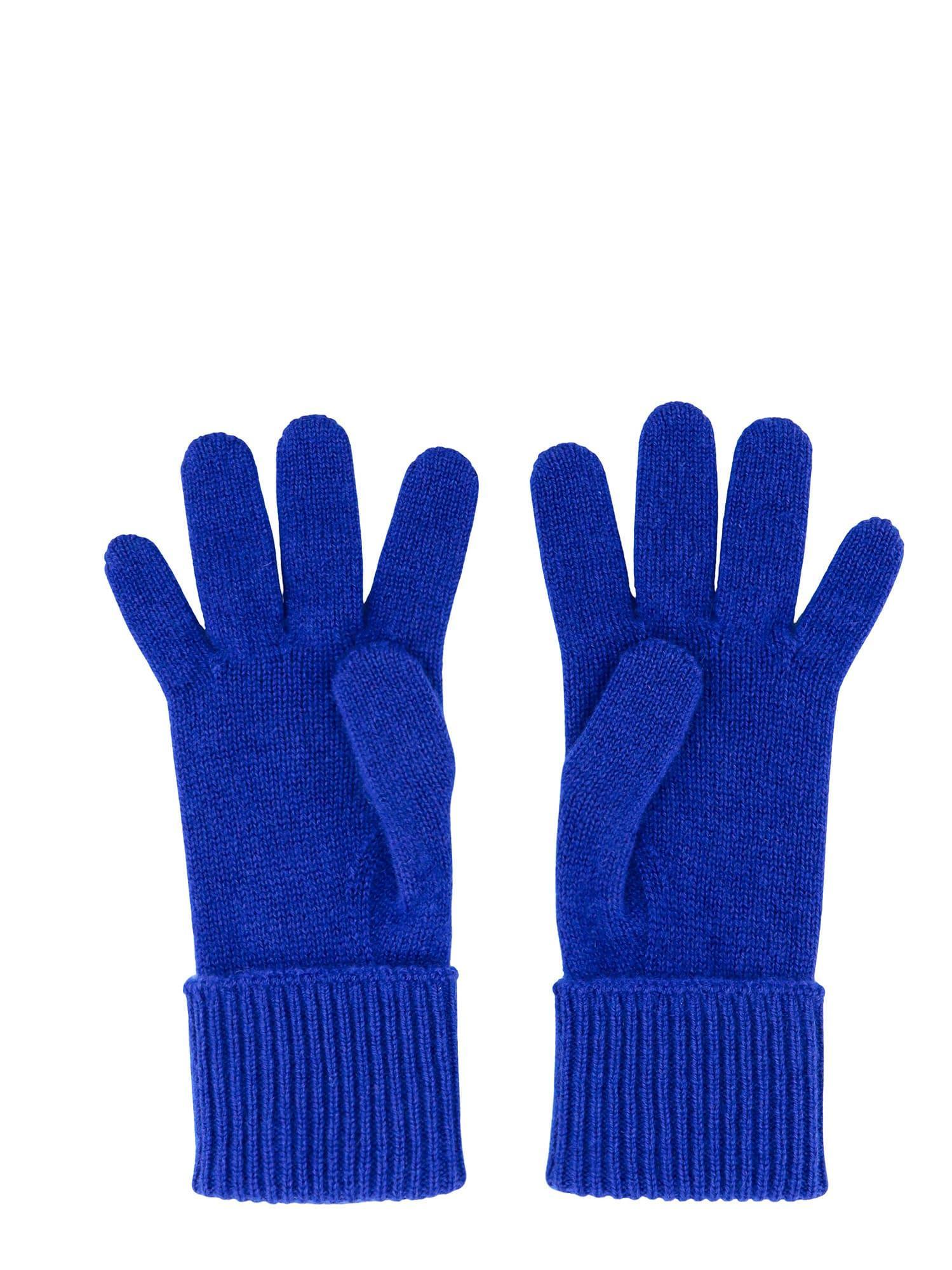 BURBERRY Cashmere Blend Gloves In Blue Product Image