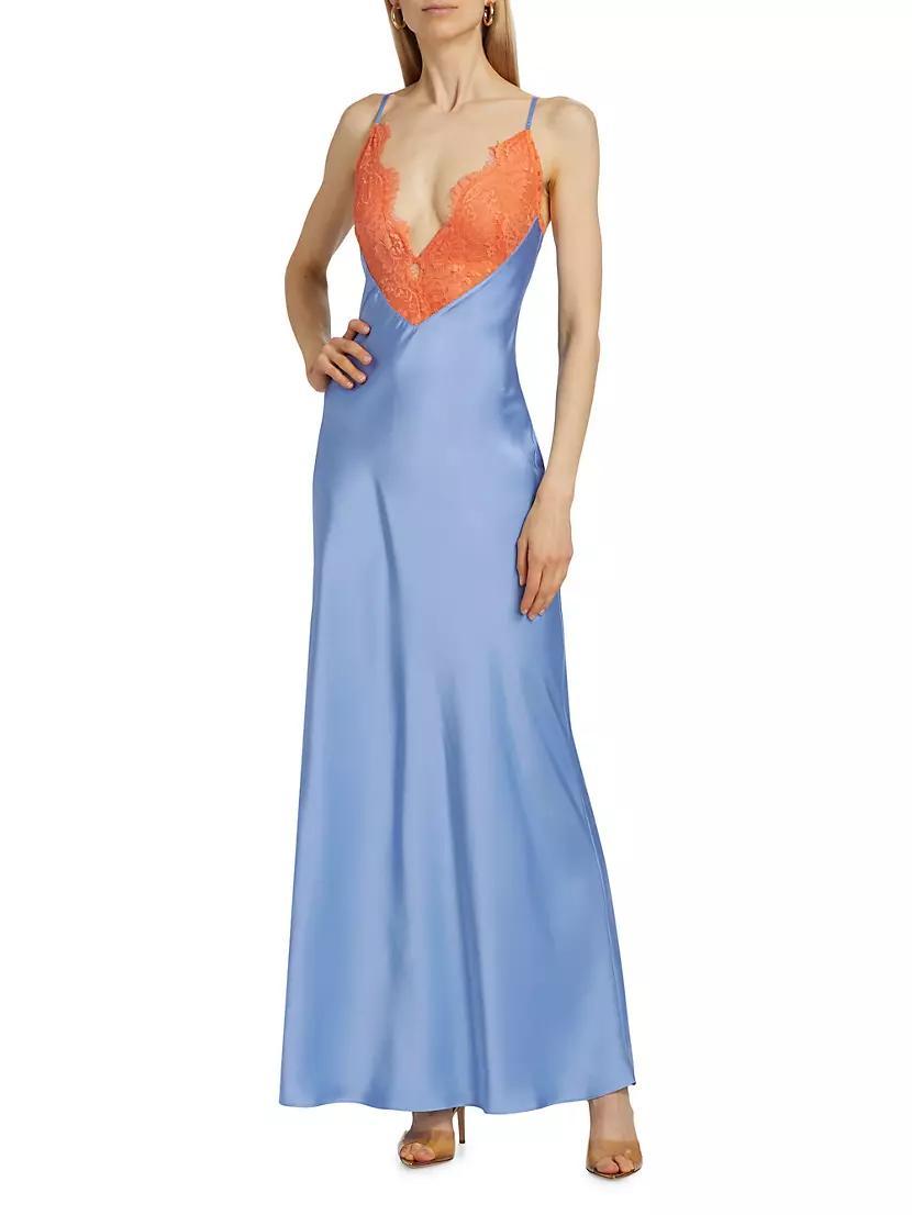 Vito Satin & Lace Maxi Dress Product Image