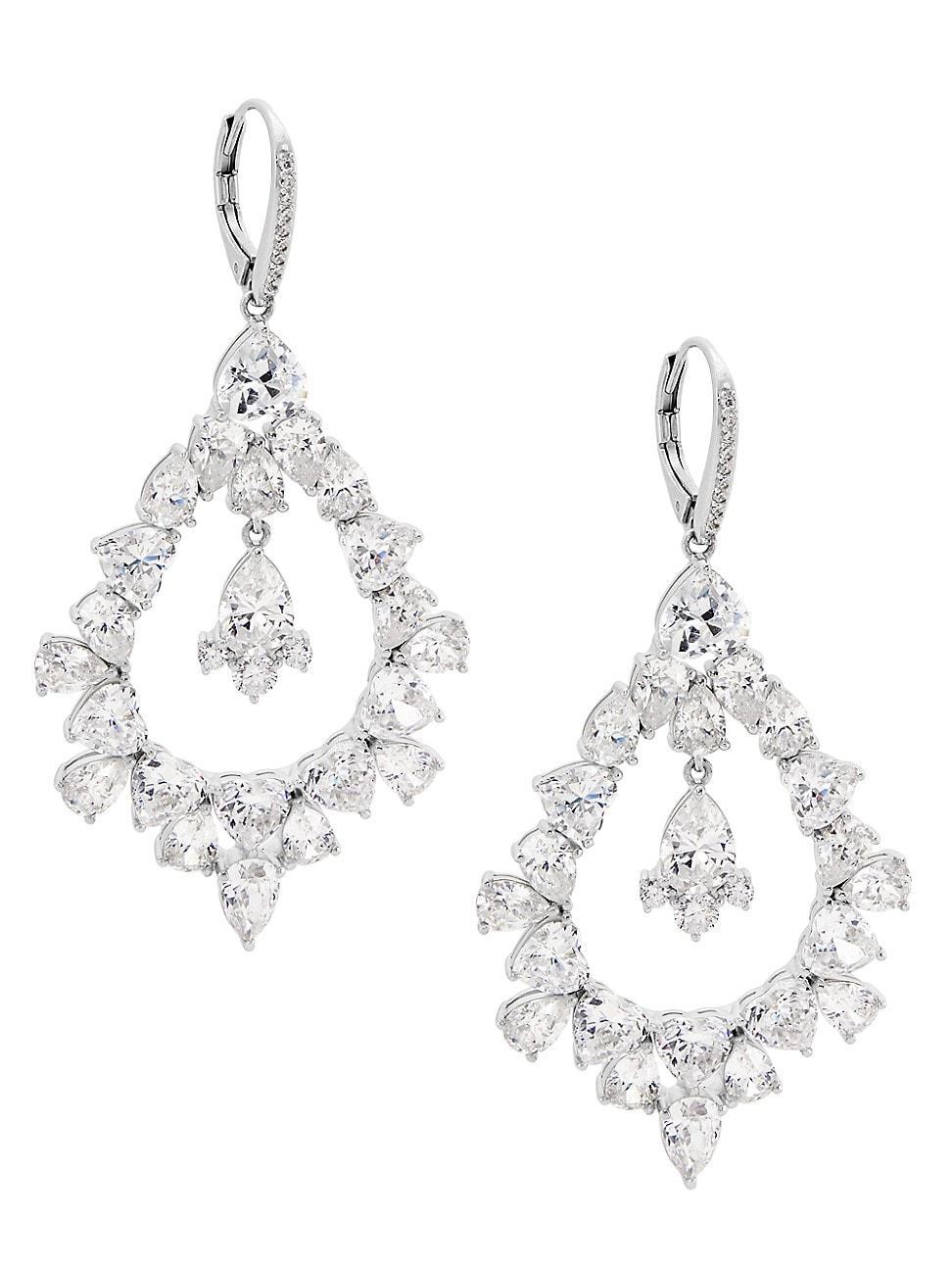 Womens Ear Candy Rhodium-Plate & Cubic Zirconia Drop Earrings Product Image