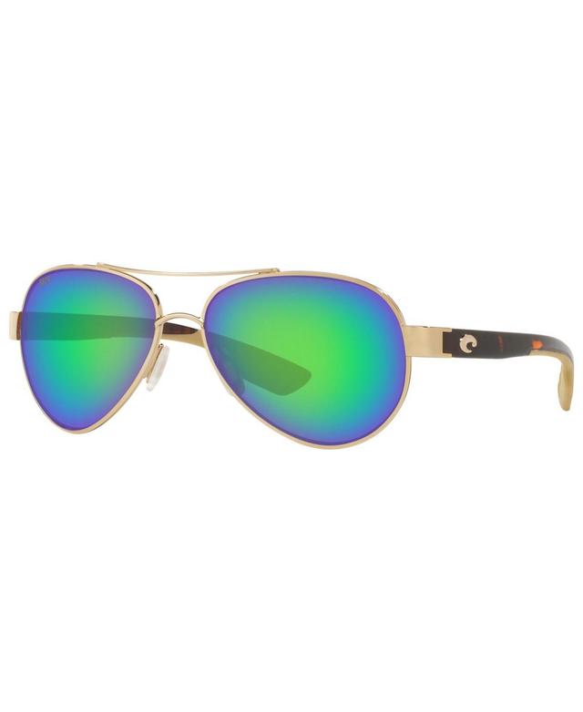 Costa Loreto Double Bridge Polarized UVAUVB Protection Aviator Sunglasses - Rose Gold Green Mirror Product Image