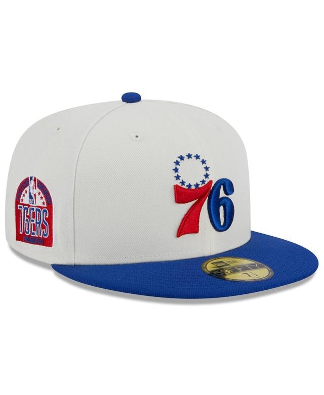 Mens New Era Cream Philadelphia 76Ers Retro City Conference Side Patch 59Fifty Fitted Hat - Cream Product Image