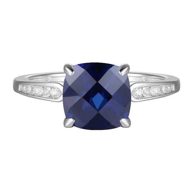 Sterling Silver Lab-Created Blue & White Sapphire Ring, Womens Product Image