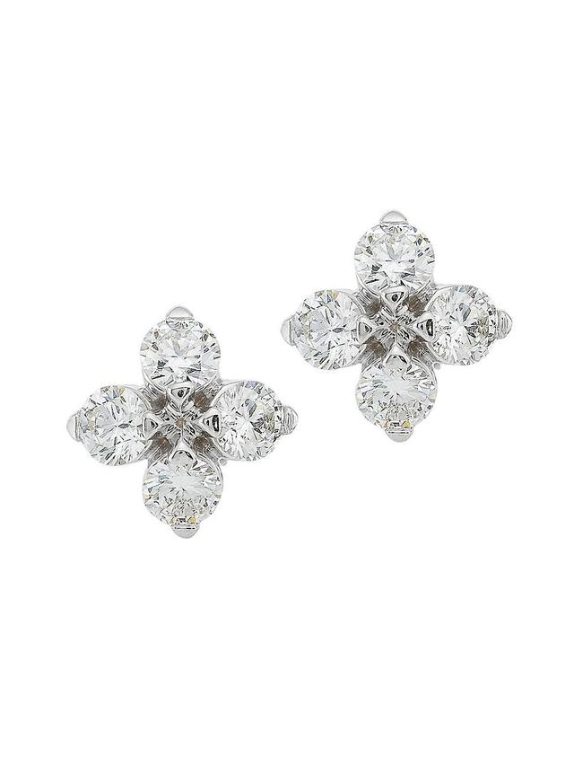 Womens Love In Verona 18K White Gold & Diamond Flower Stud Earrings Product Image