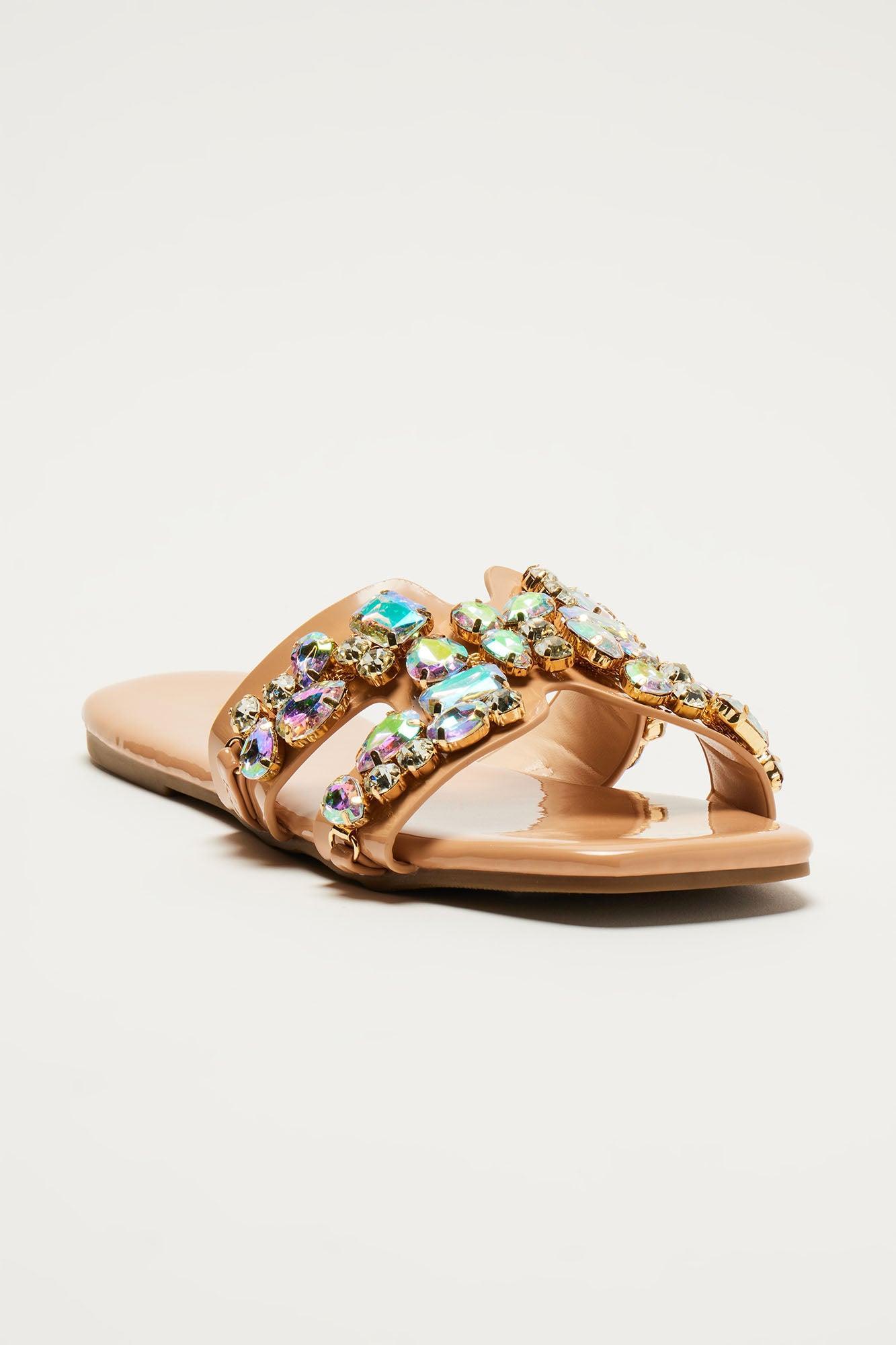 Jazzlyn Embellished Flat Sandals - Nude Product Image