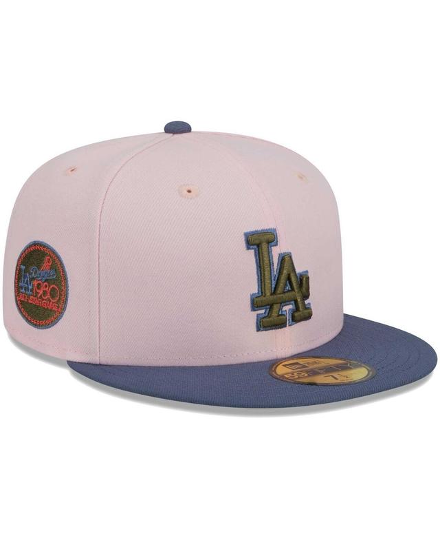 Mens New Era Pink Los Angeles Dodgers Olive Undervisor 59FIFTY Fitted Hat - Pink Product Image