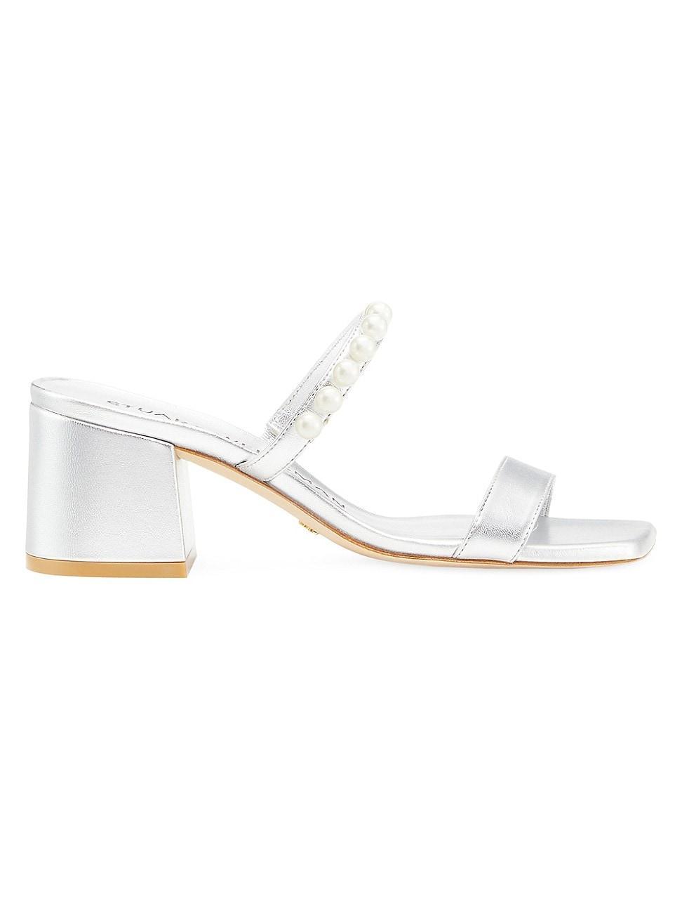 Goldie Pearly Stud Metallic Slide Sandals Product Image