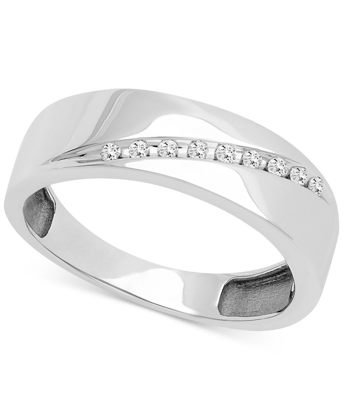 Mens Diamond Diagonal Wedding Band (1/10 ct. t.w.) in 14k White Gold Product Image