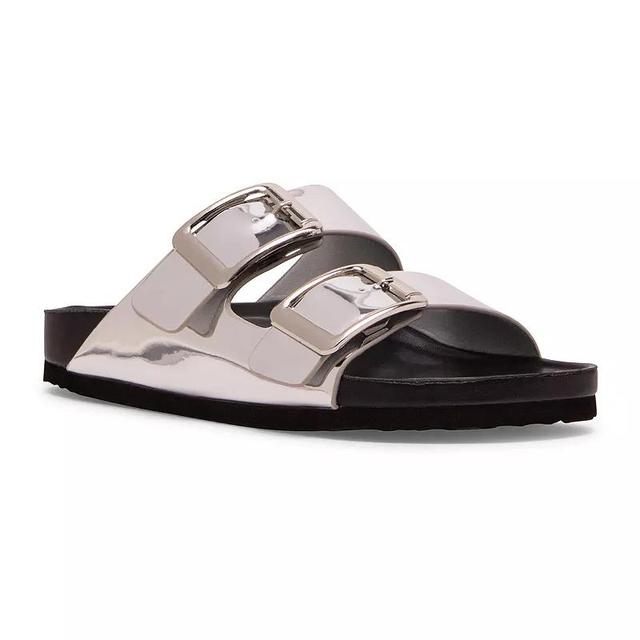 madden girl Bodiee Womens Patent Sandals Silver Grey Product Image