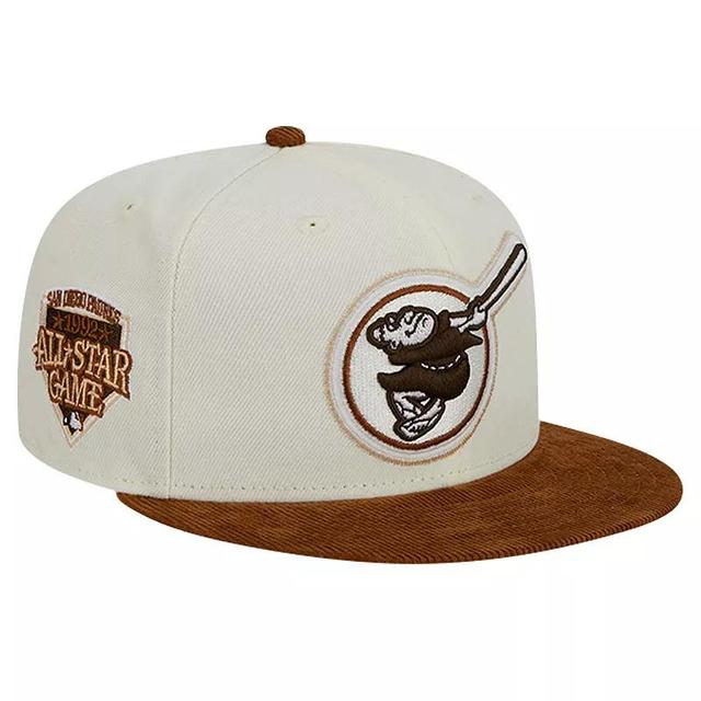 Mens New Era Cream San Diego Padres Chrome Corduroy Visor 59FIFTY Fitted Hat Product Image