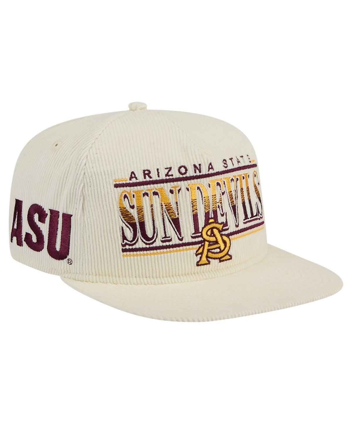 Mens New Era White Arizona State Sun Devils Throwback Golfer Corduroy Snapback Hat Product Image