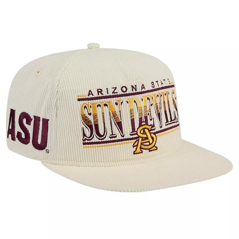 Mens New Era White Arizona State Sun Devils Throwback Golfer Corduroy Snapback Hat Product Image