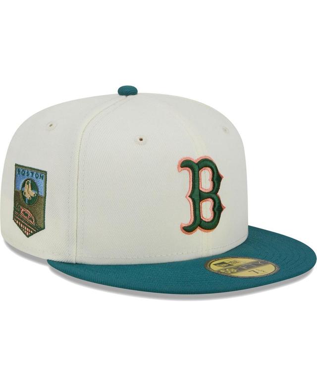 Mens New Era Cream Boston Red Sox Chrome Evergreen 59FIFTY Fitted Hat Product Image