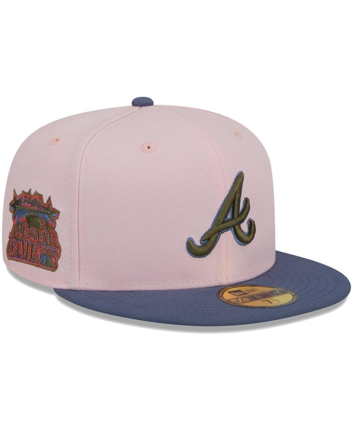 Mens New Era Pink Atlanta Braves Olive Undervisor 59FIFTY Fitted Hat - Pink Product Image