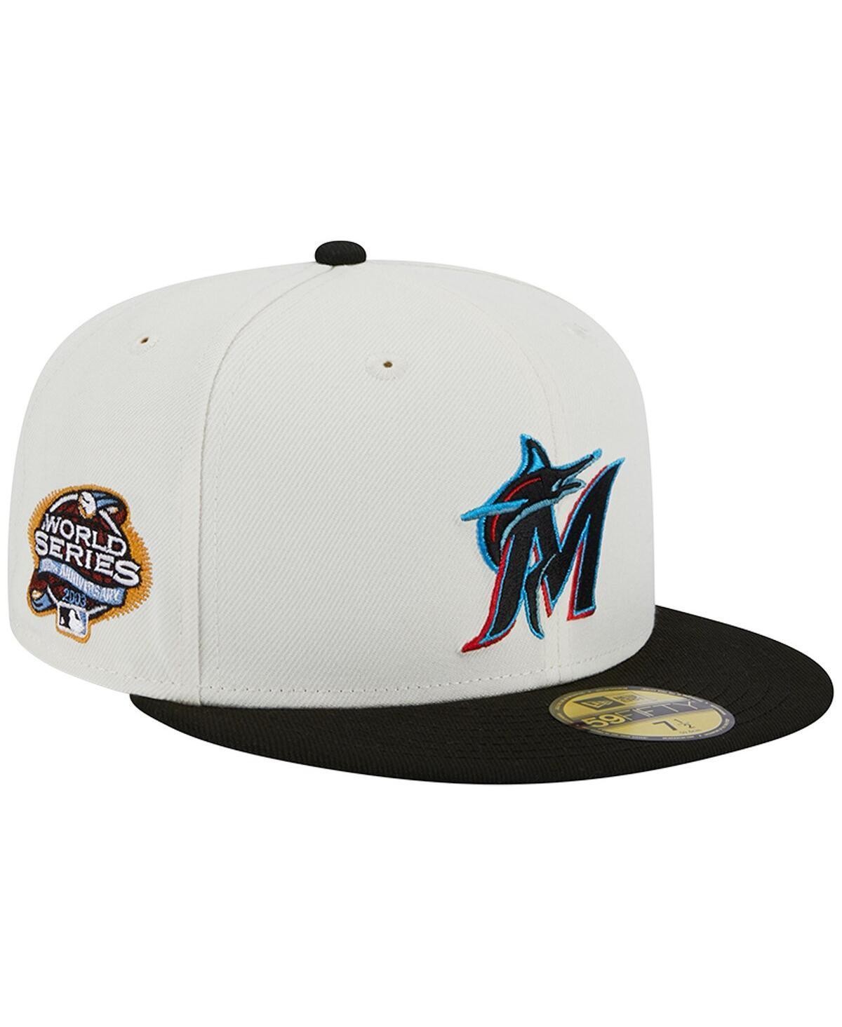 Mens New Era Stone/Black Miami Marlins Retro 59FIFTY Fitted Hat Product Image