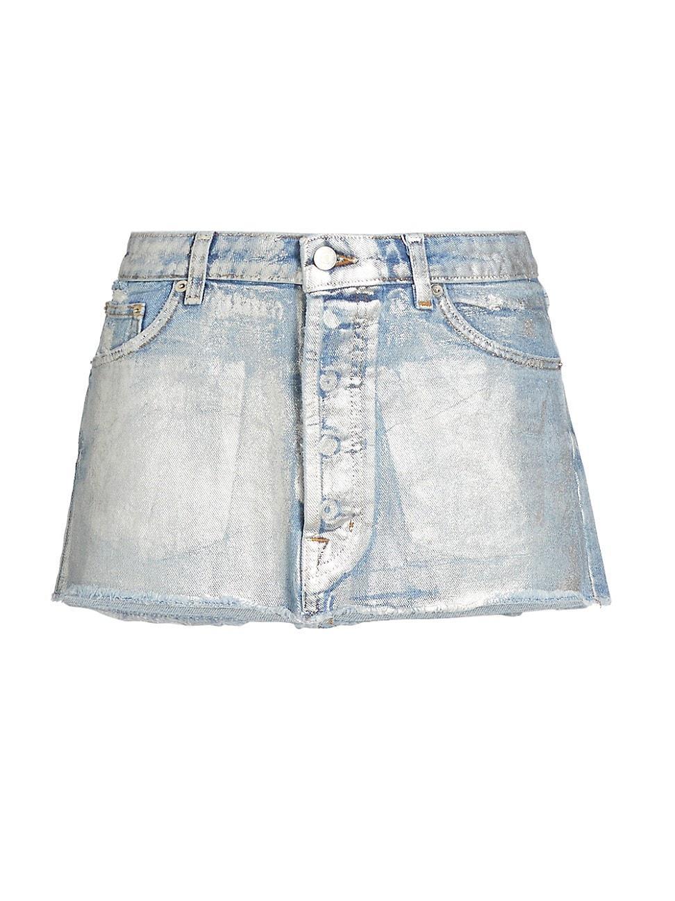 Womens Coated Micro Denim Miniskirt Product Image