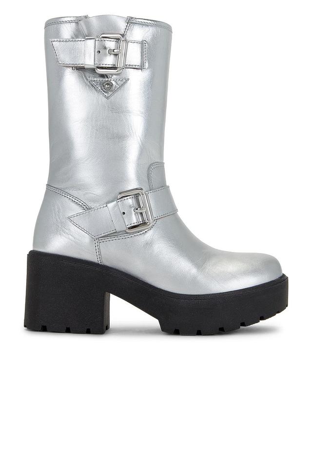 Moschino Jeans Soft Leather Boot in Metallic Silver Product Image