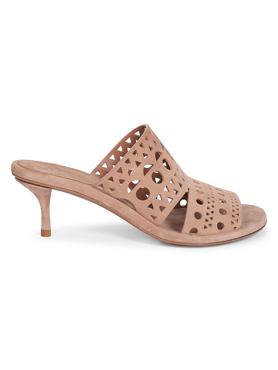 Womens 55MM Perforated Leather Mules Product Image