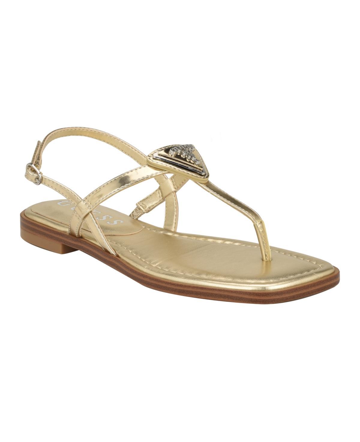 Guess Rainey Logo Embellish Patent Flat Thong Sandals Product Image